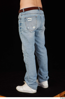 Hamza blue jeans dressed leg lower body white sneakers 0004.jpg